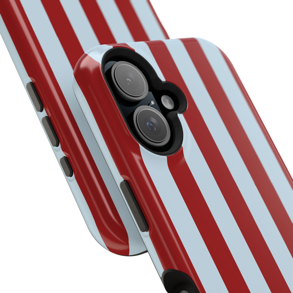 Red & Light Blue Vertical Stripe Magnetic Impact-Resistant Phone Case