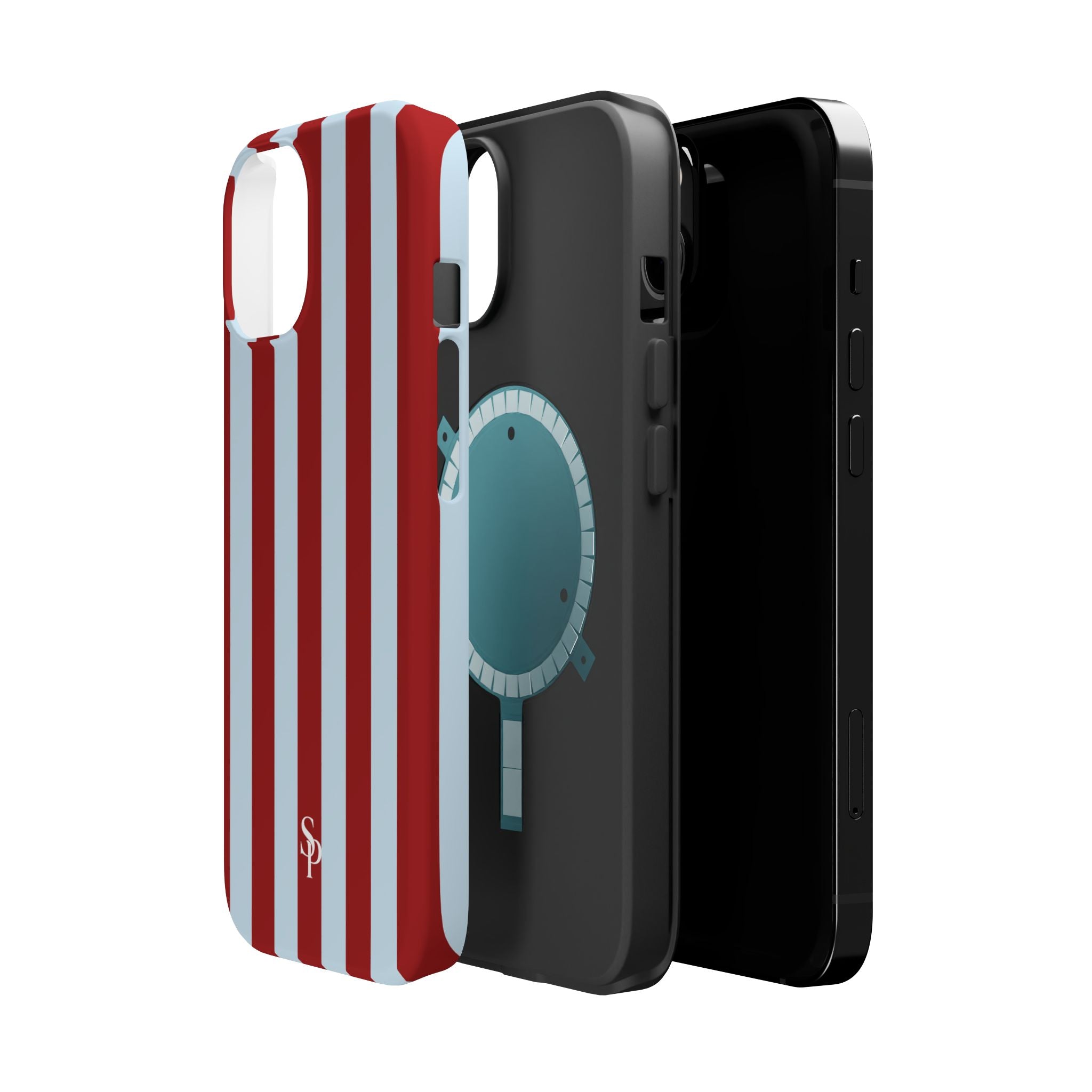 Red & Light Blue Vertical Stripe Magnetic Impact-Resistant Phone Case