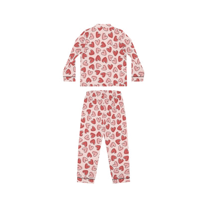 Heart Pattern Women's Satin Pajamas - Perfect for Sleep & Special Occasions