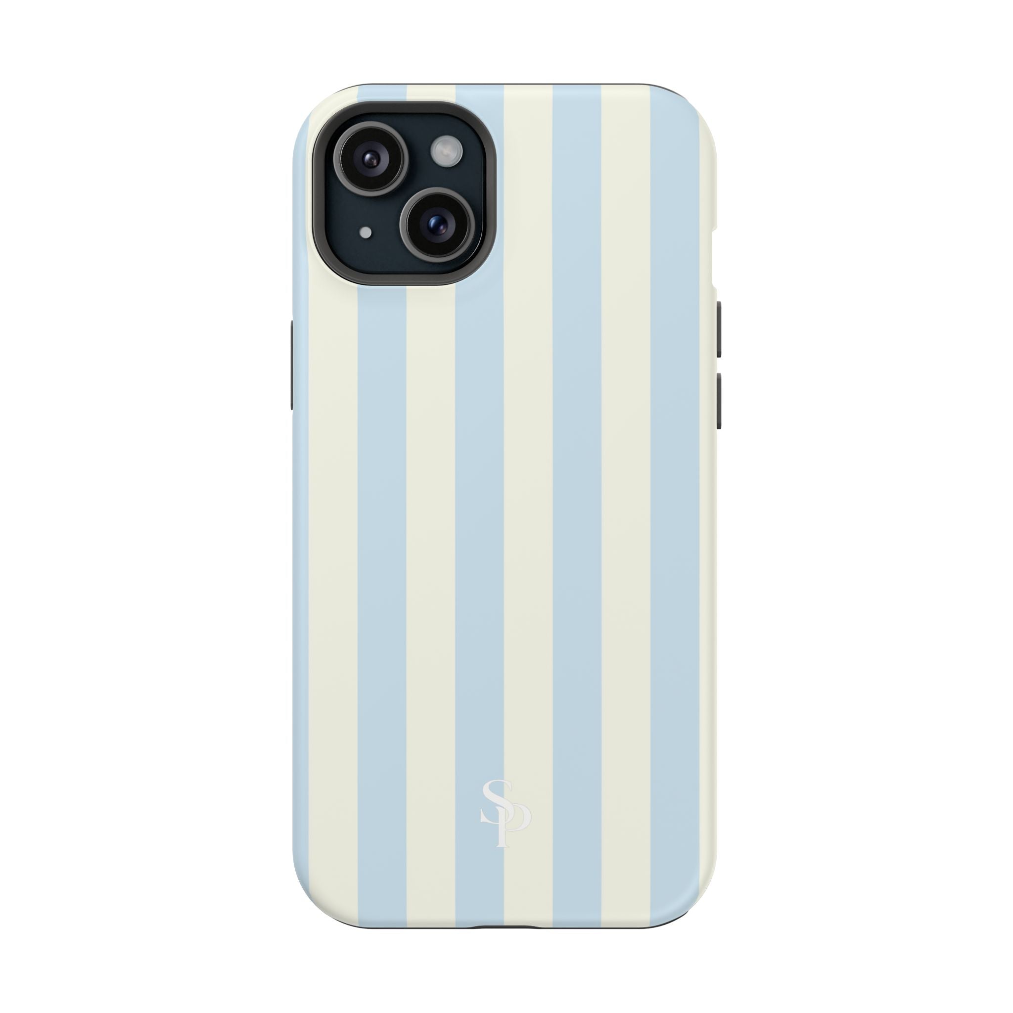 Pastel Blue & Cream Stripe Magnetic Impact-Resistant Phone Case