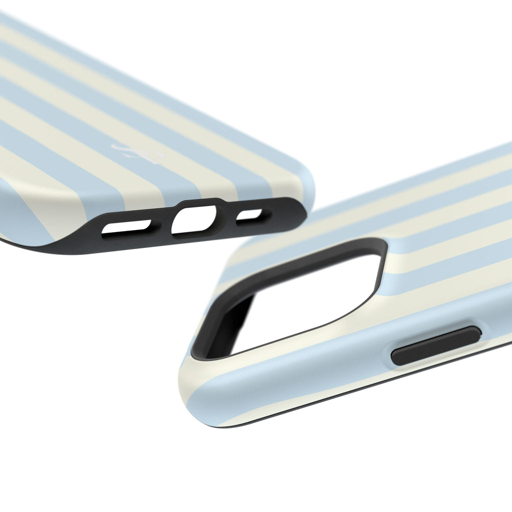 Pastel Blue & Cream Stripe Magnetic Impact-Resistant Phone Case