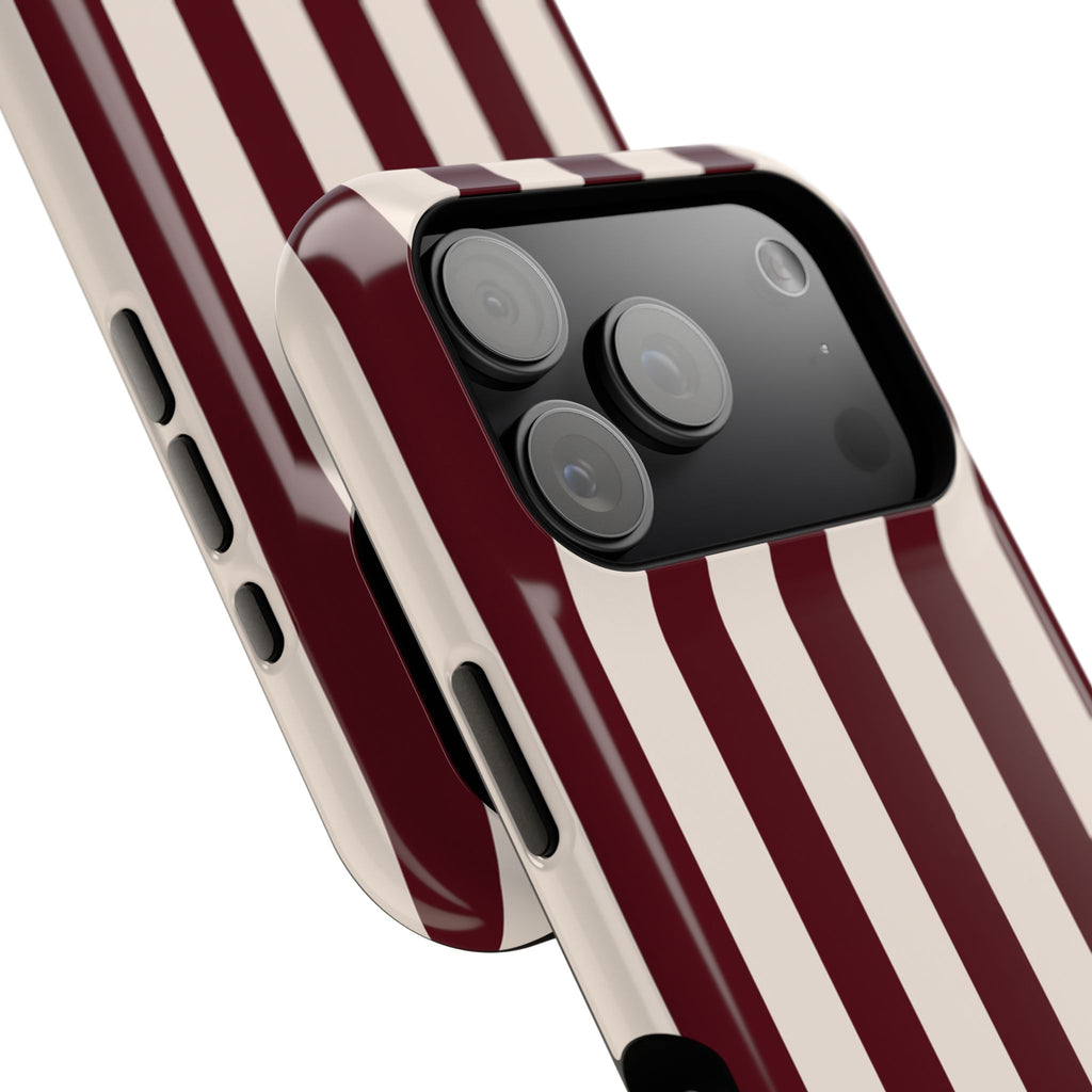 Burgundy Striped Magnetic Phone Case