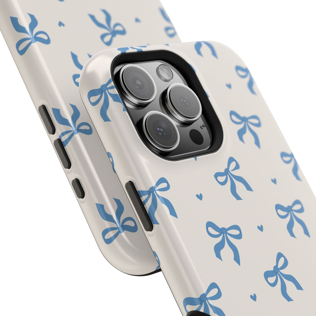 Blue Bow with Small Blue Hearts Magnetic Tough Case