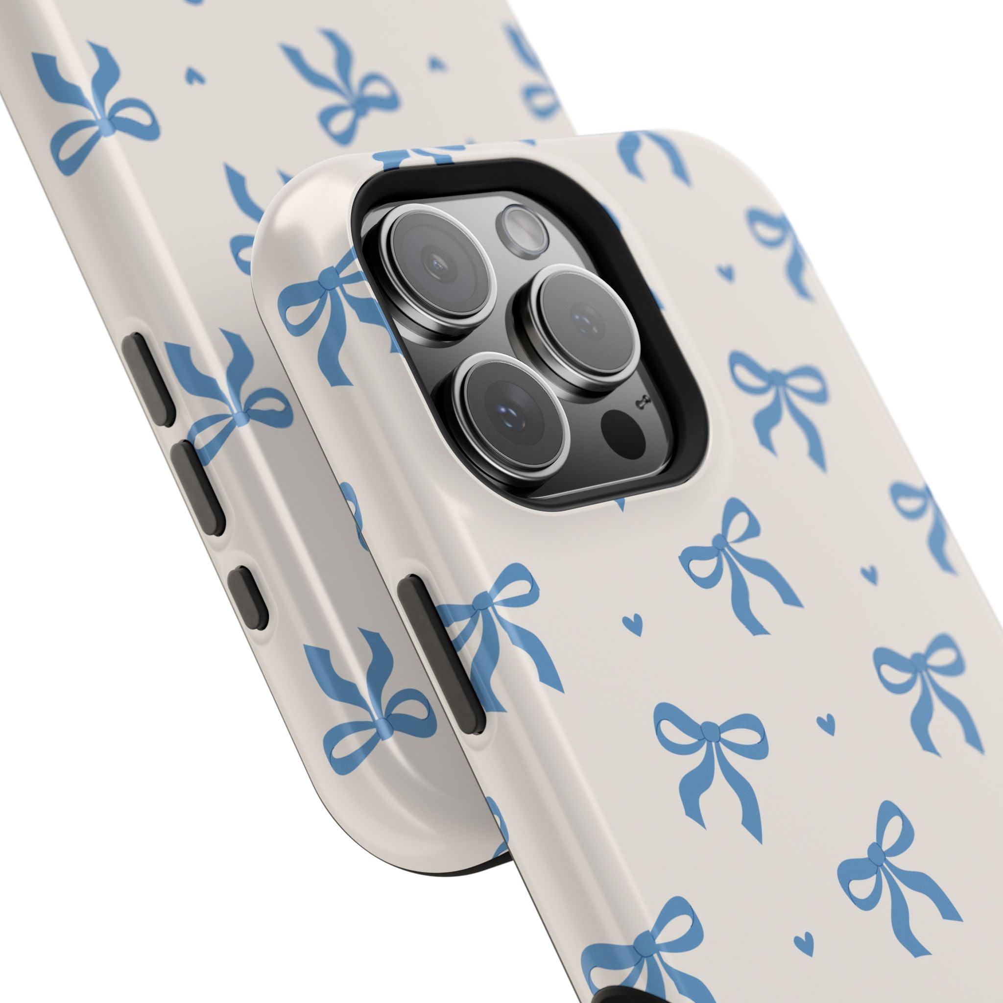 Blue Bow with Small Blue Hearts Magnetic Tough Case