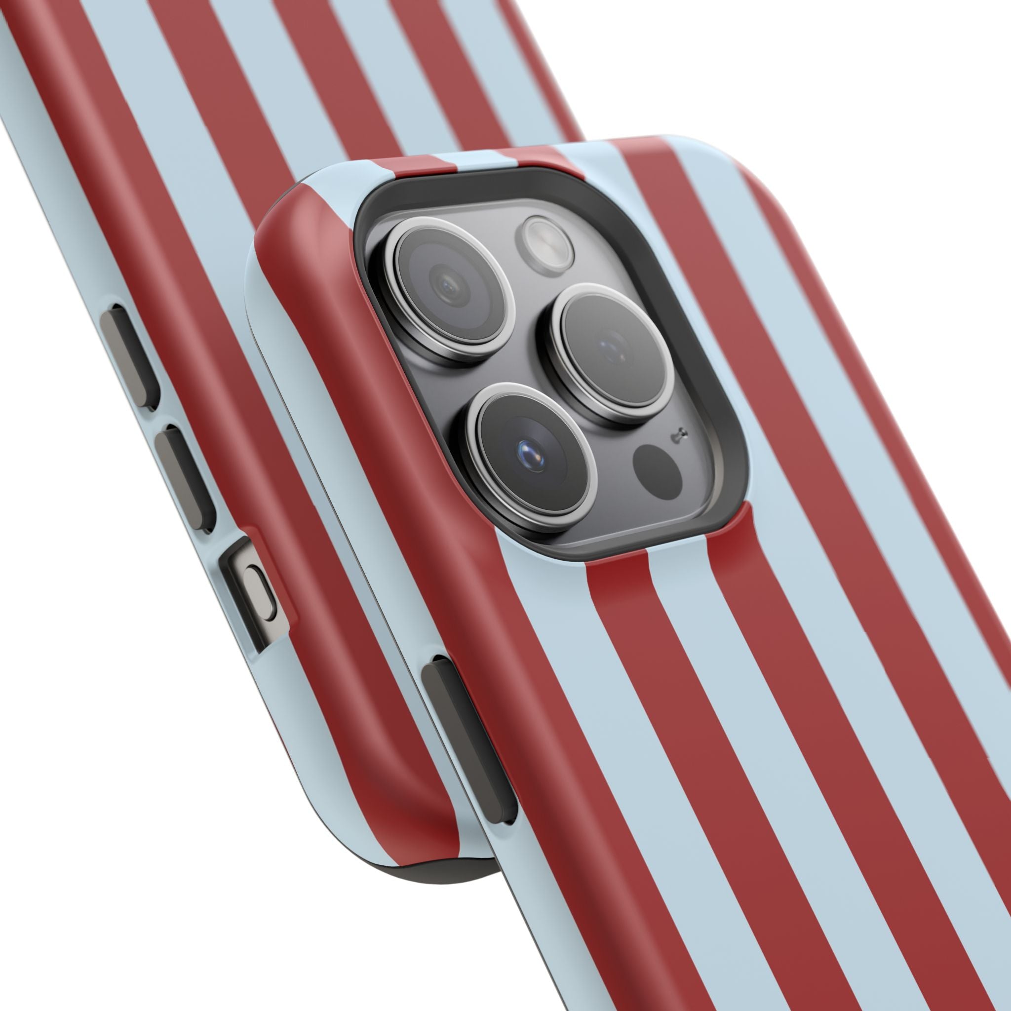 Red & Light Blue Vertical Stripe Magnetic Impact-Resistant Phone Case
