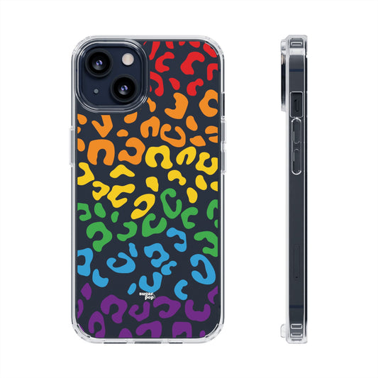 Rainbow Leopard Print Clear Phone Case