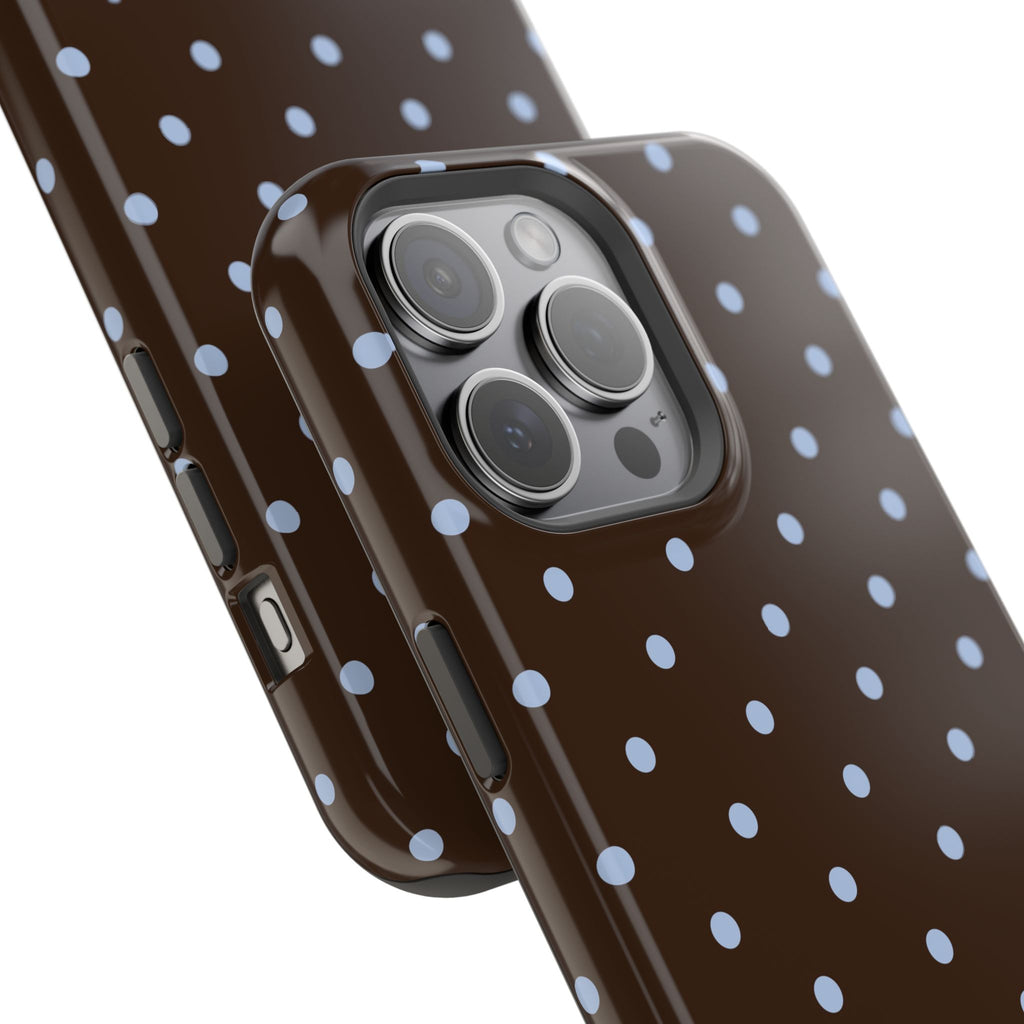 Brown & Light Blue Polka Dot Magnetic Phone Case