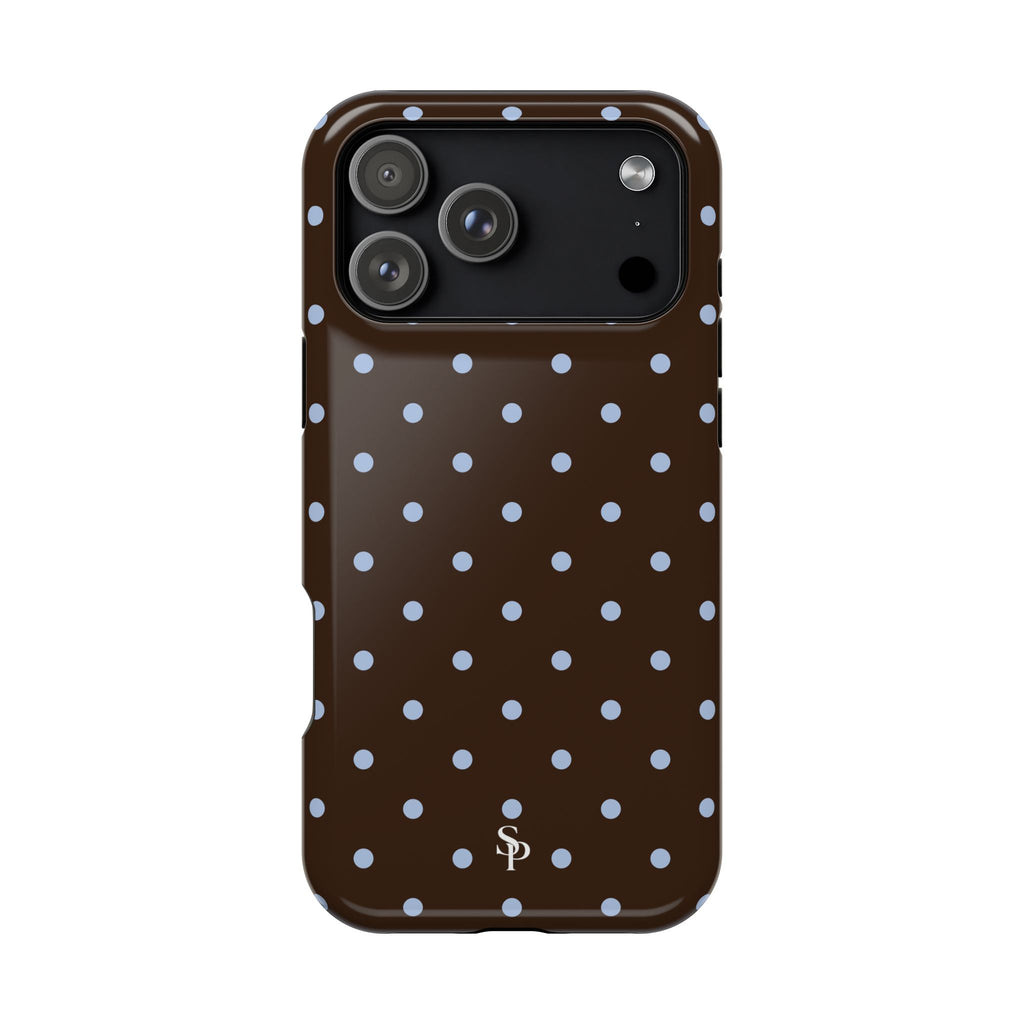 Brown & Light Blue Polka Dot Magnetic Phone Case