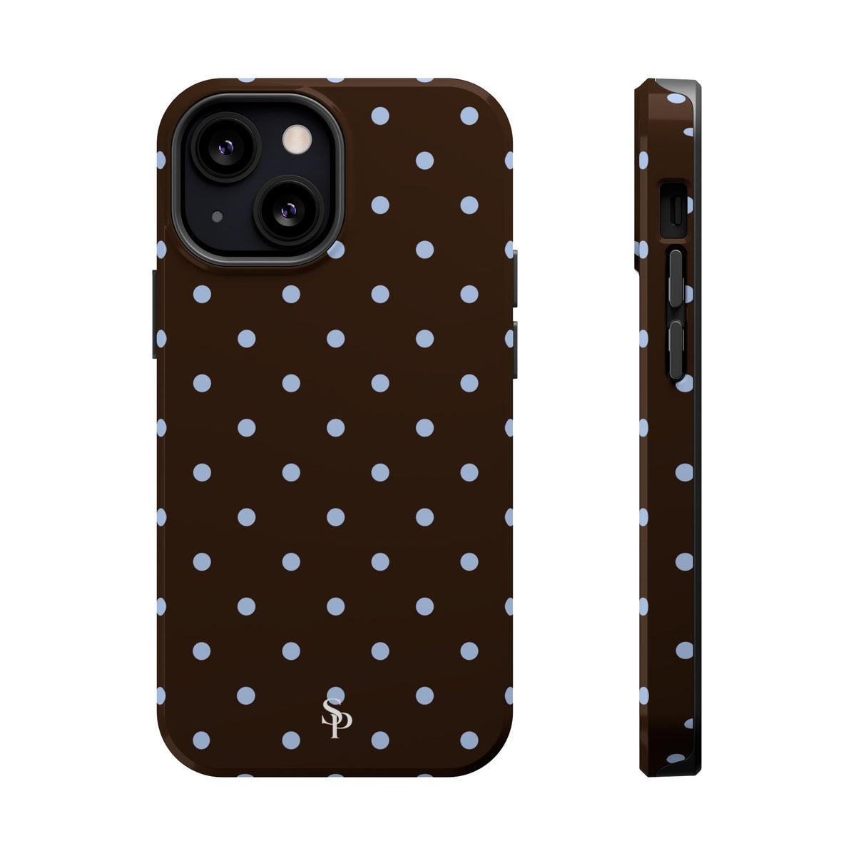 Brown & Light Blue Polka Dot Magnetic Phone Case