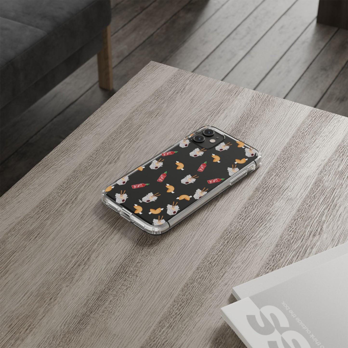 Take Out Food Pattern Clear Phone Case for Food Lovers