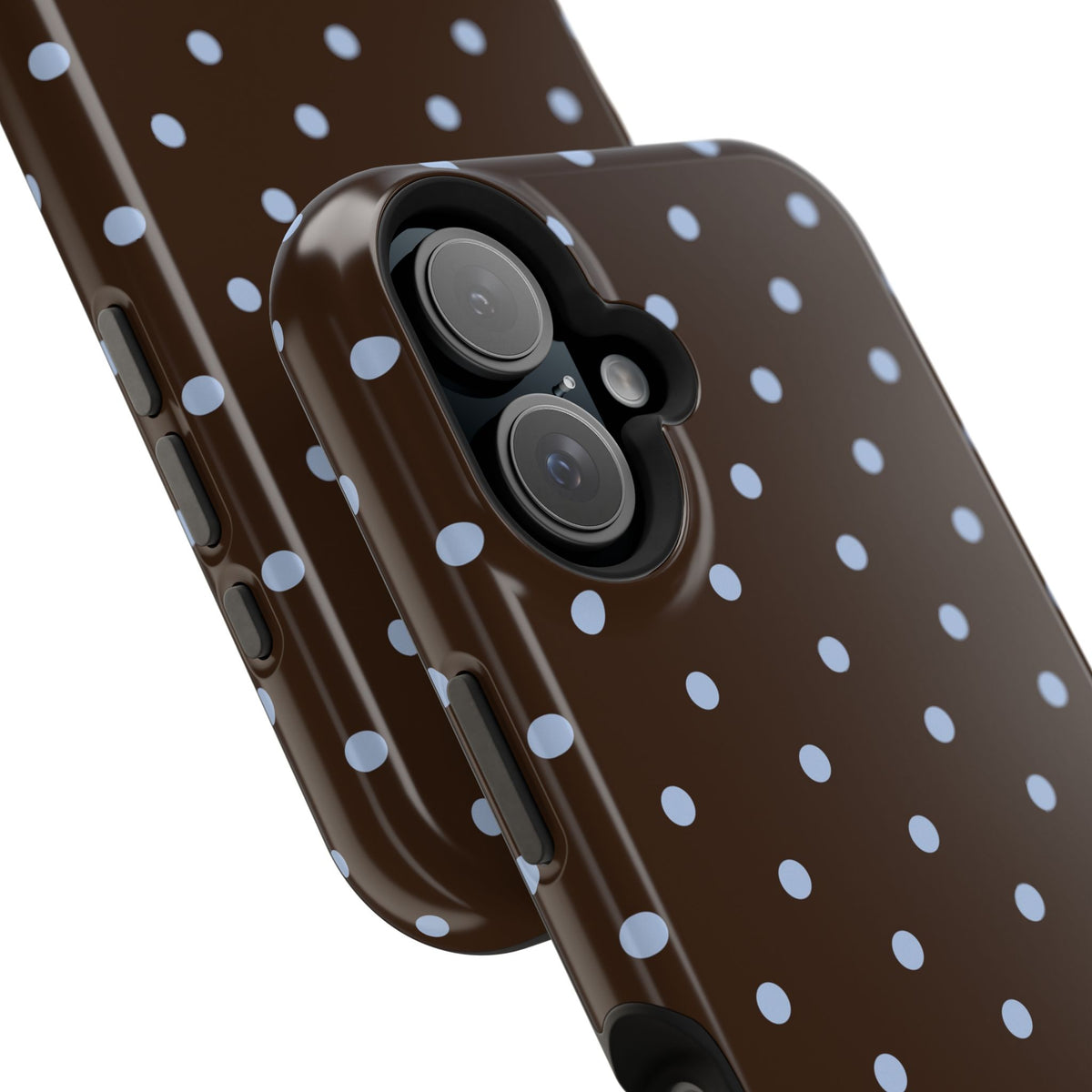 Brown & Light Blue Polka Dot Magnetic Phone Case