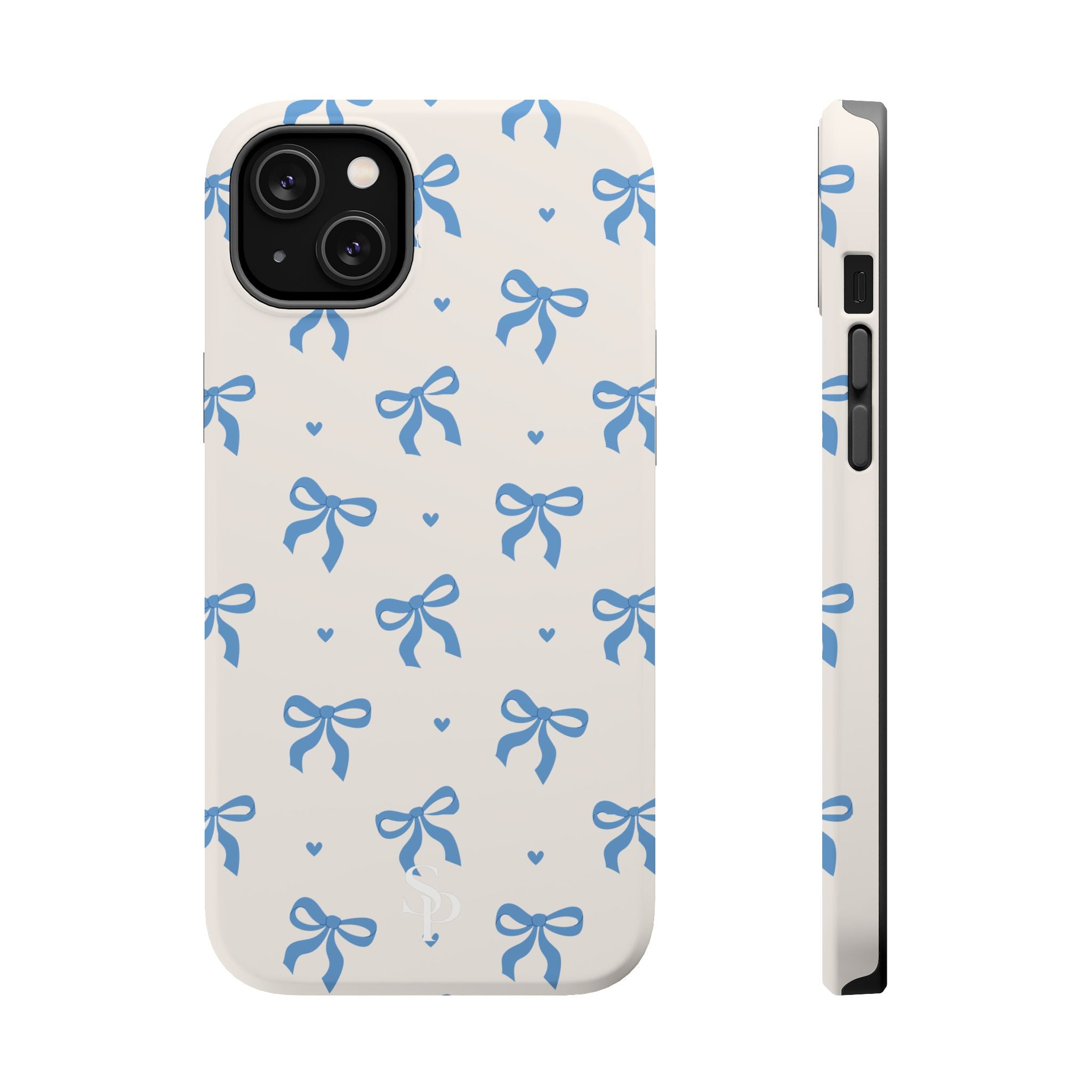 Blue Bow with Small Blue Hearts Magnetic Tough Case