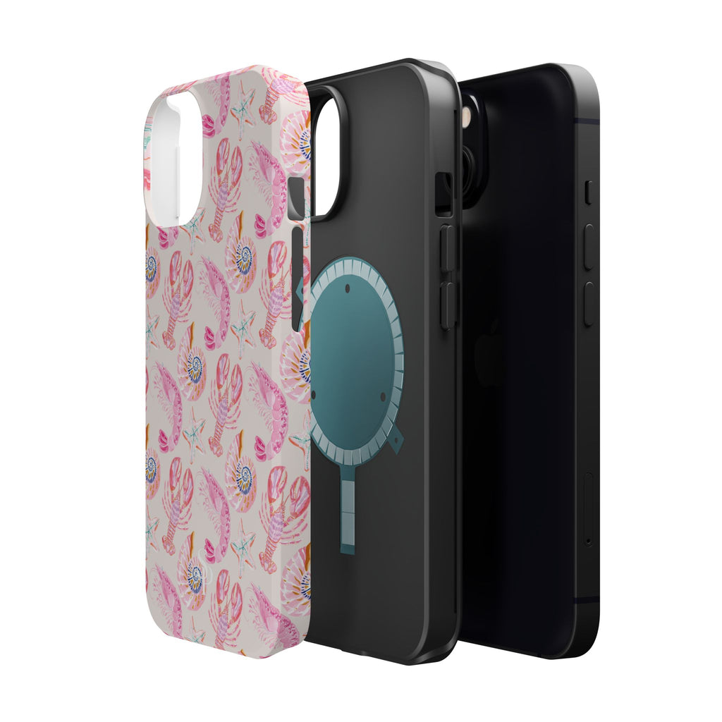 Pink Coastal Shell & Lobster Magnetic Impact-Resistant Phone Case