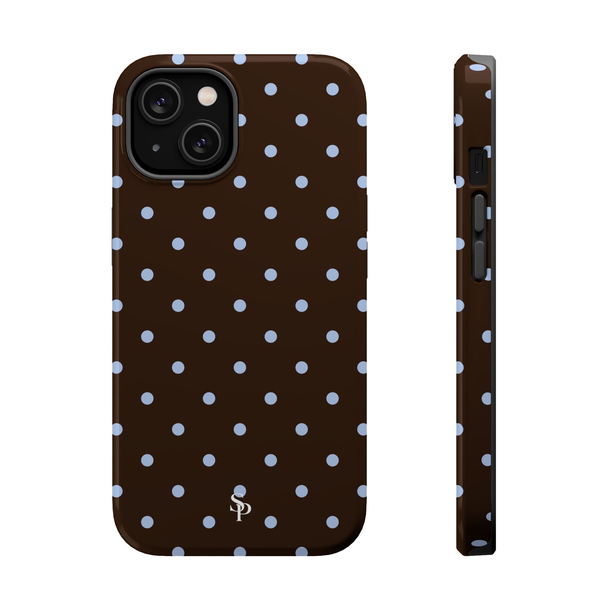 Brown & Light Blue Polka Dot Magnetic Phone Case