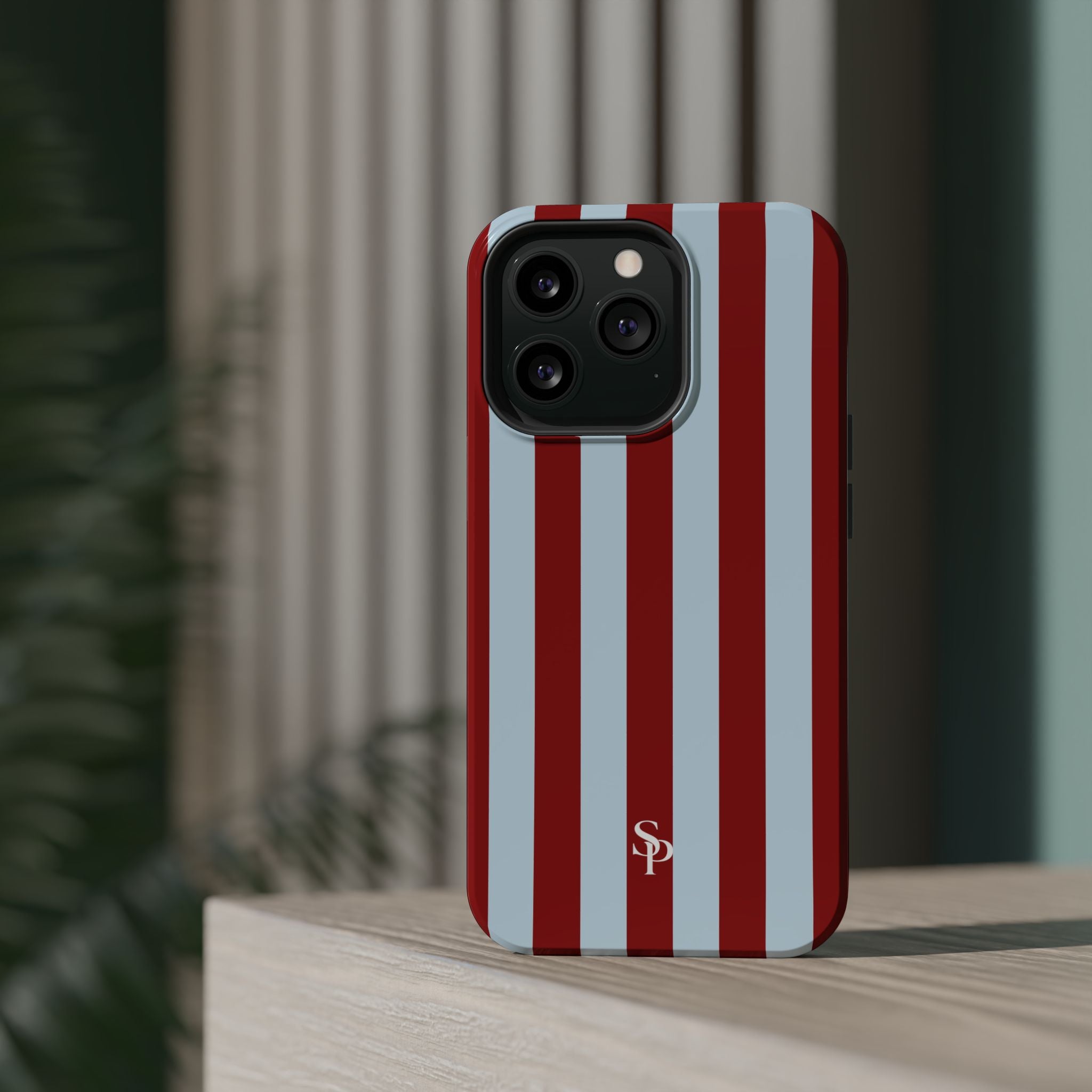 Red & Light Blue Vertical Stripe Magnetic Impact-Resistant Phone Case