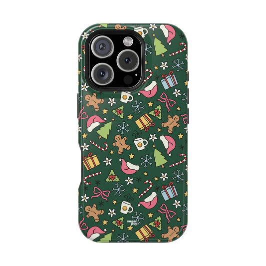 Green Festive Holiday Phone Case - Impact-Resistant Design for Christmas Cheer