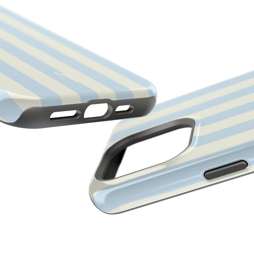 Pastel Blue & Cream Stripe Magnetic Impact-Resistant Phone Case