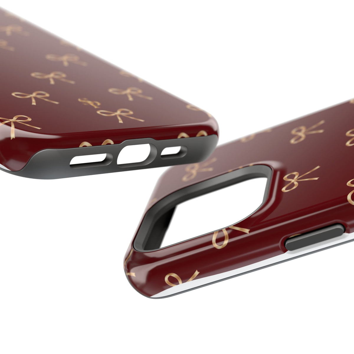 Burgundy Festive Gold Bow Magnetic Phone Case