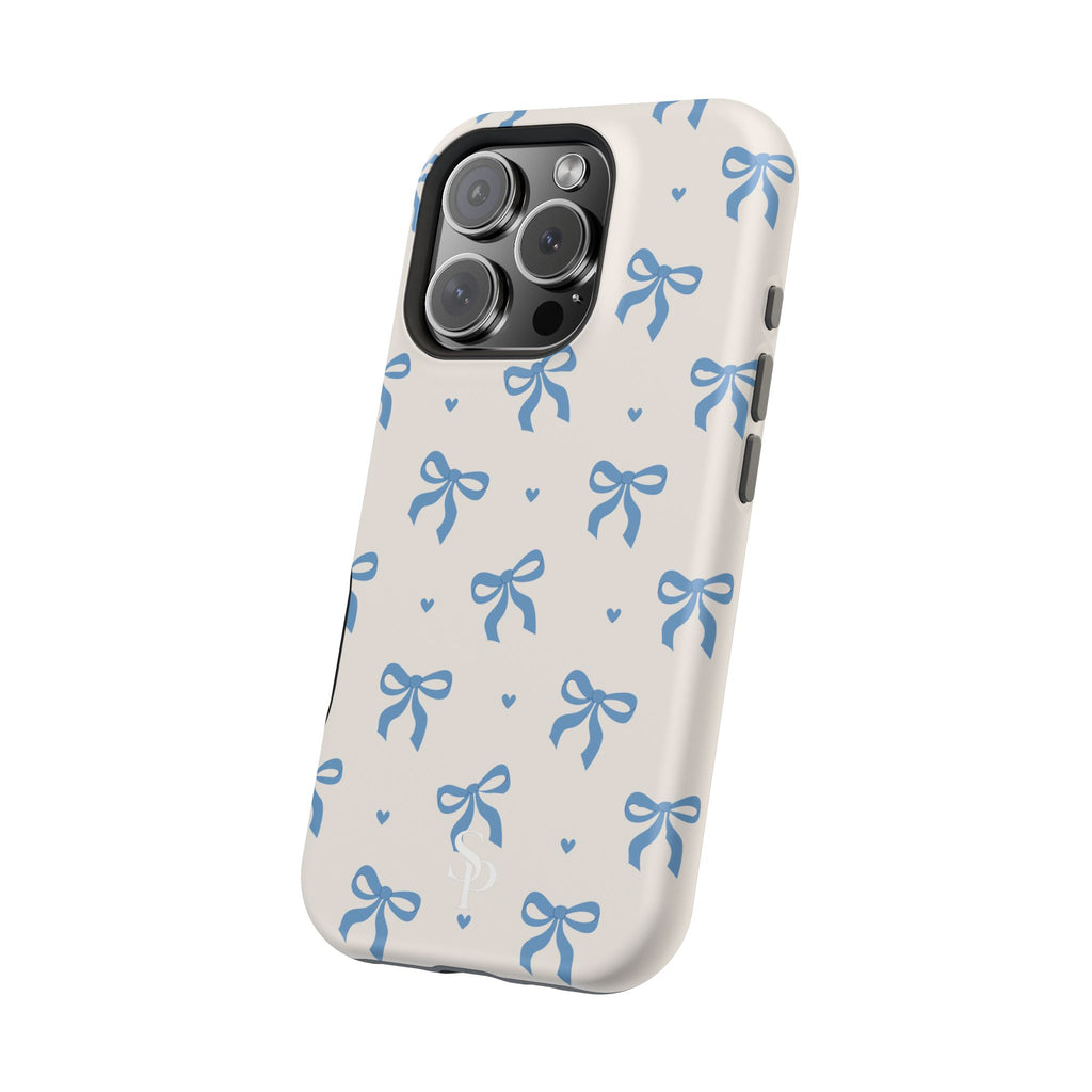 Blue Bow with Small Blue Hearts Magnetic Tough Case