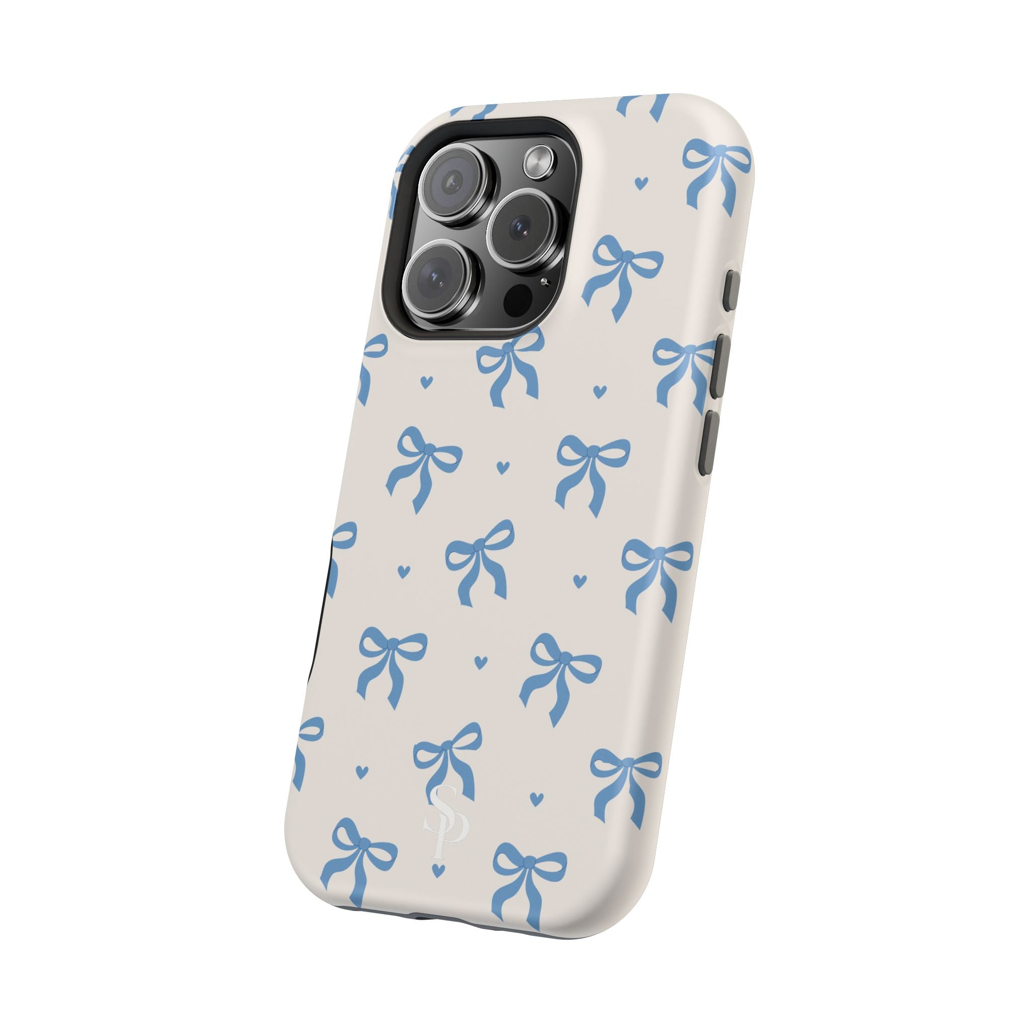 Blue Bow with Small Blue Hearts Magnetic Tough Case