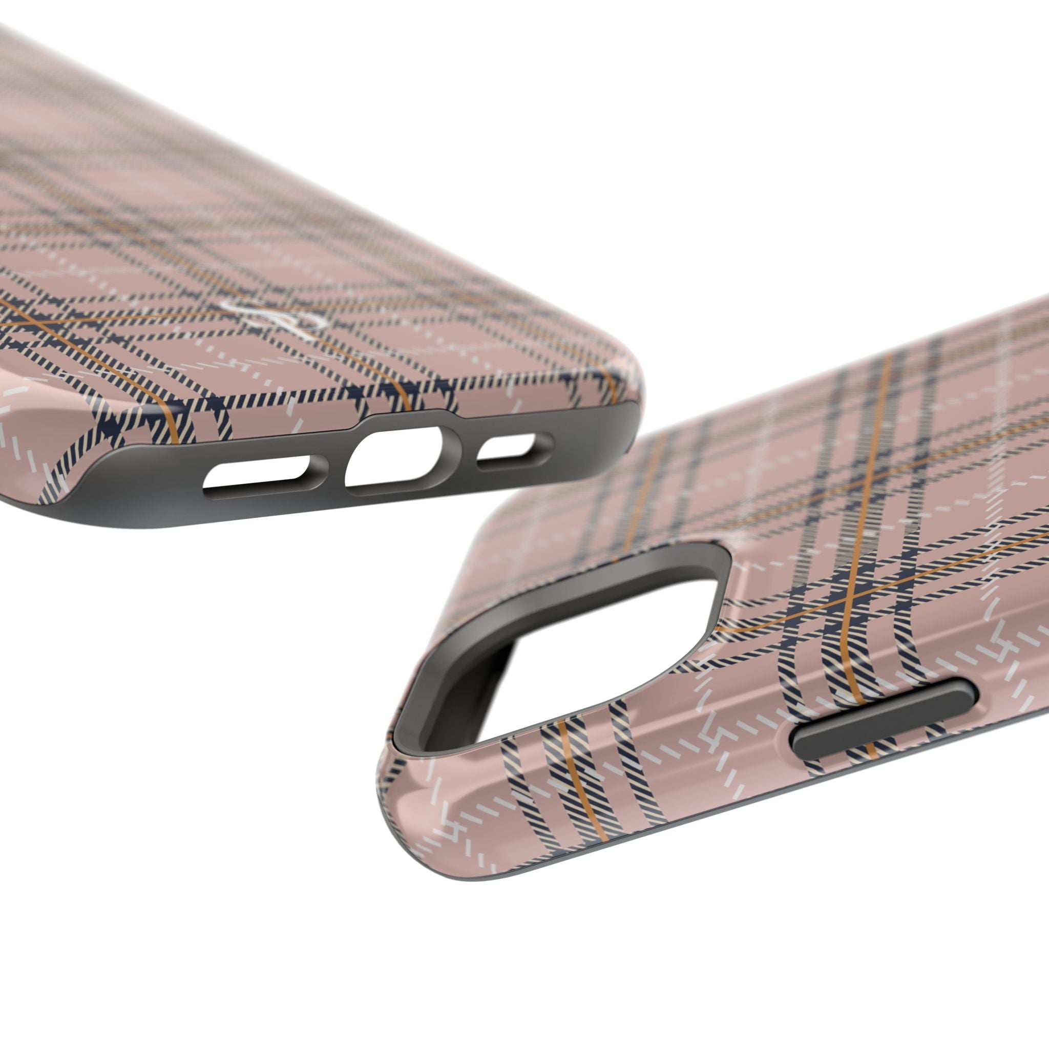 Pink Plaid Magnetic Impact-Resistant Phone Case