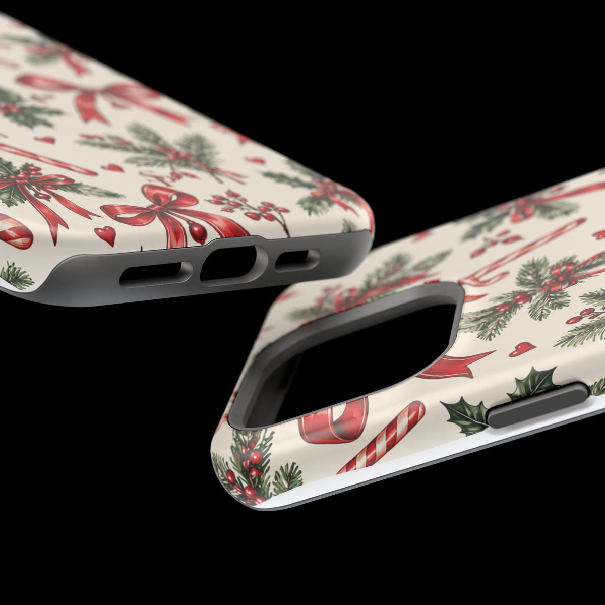 Christmas Candy Cane & Bow Magnetic Phone Case
