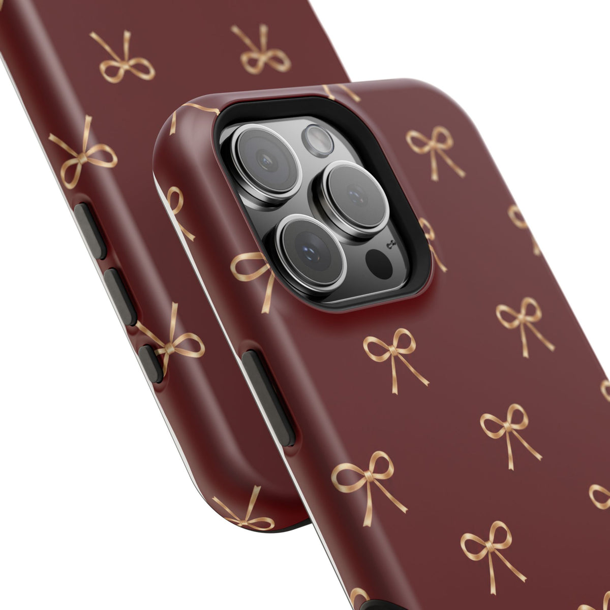 Burgundy Festive Gold Bow Magnetic Phone Case