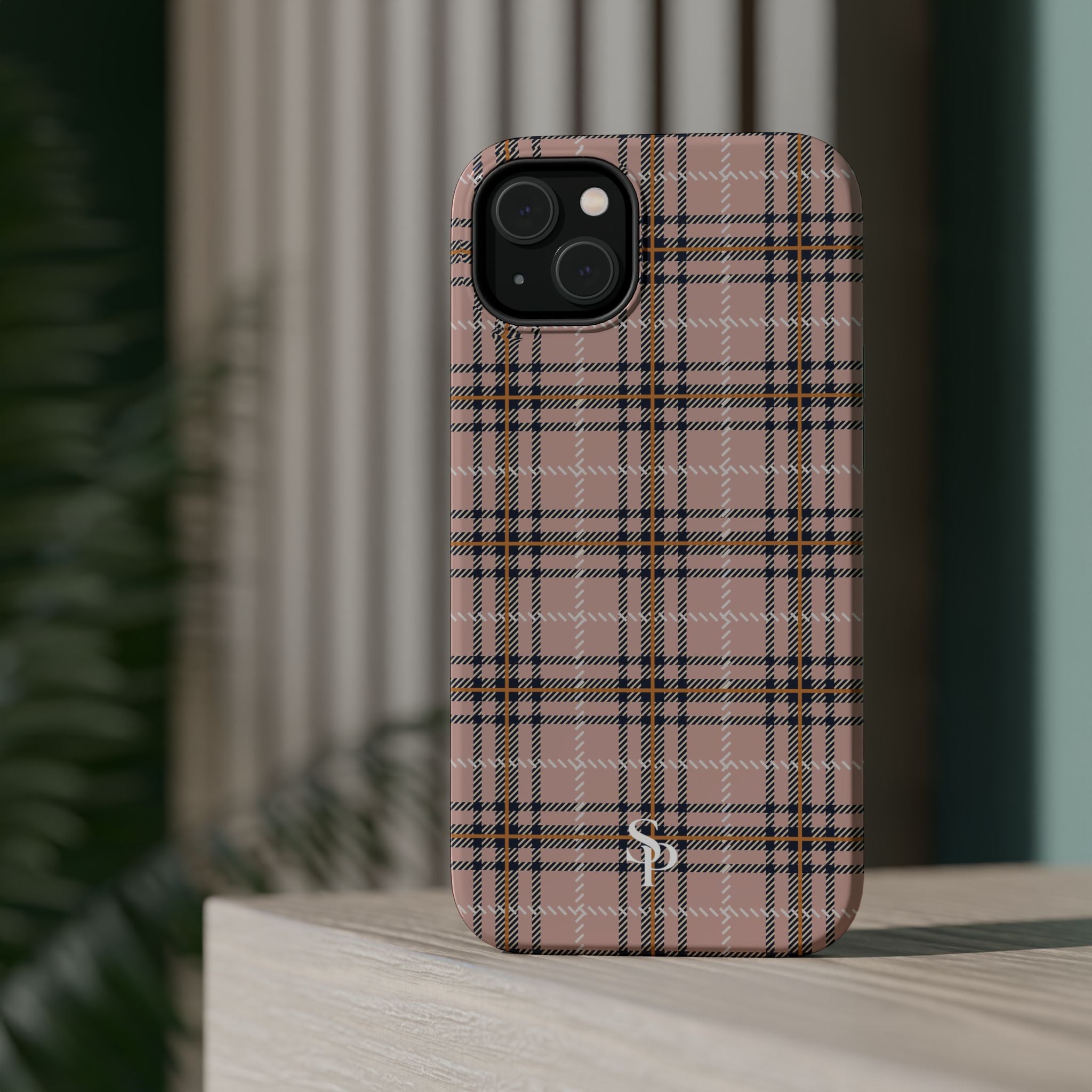 Pink Plaid Magnetic Impact-Resistant Phone Case