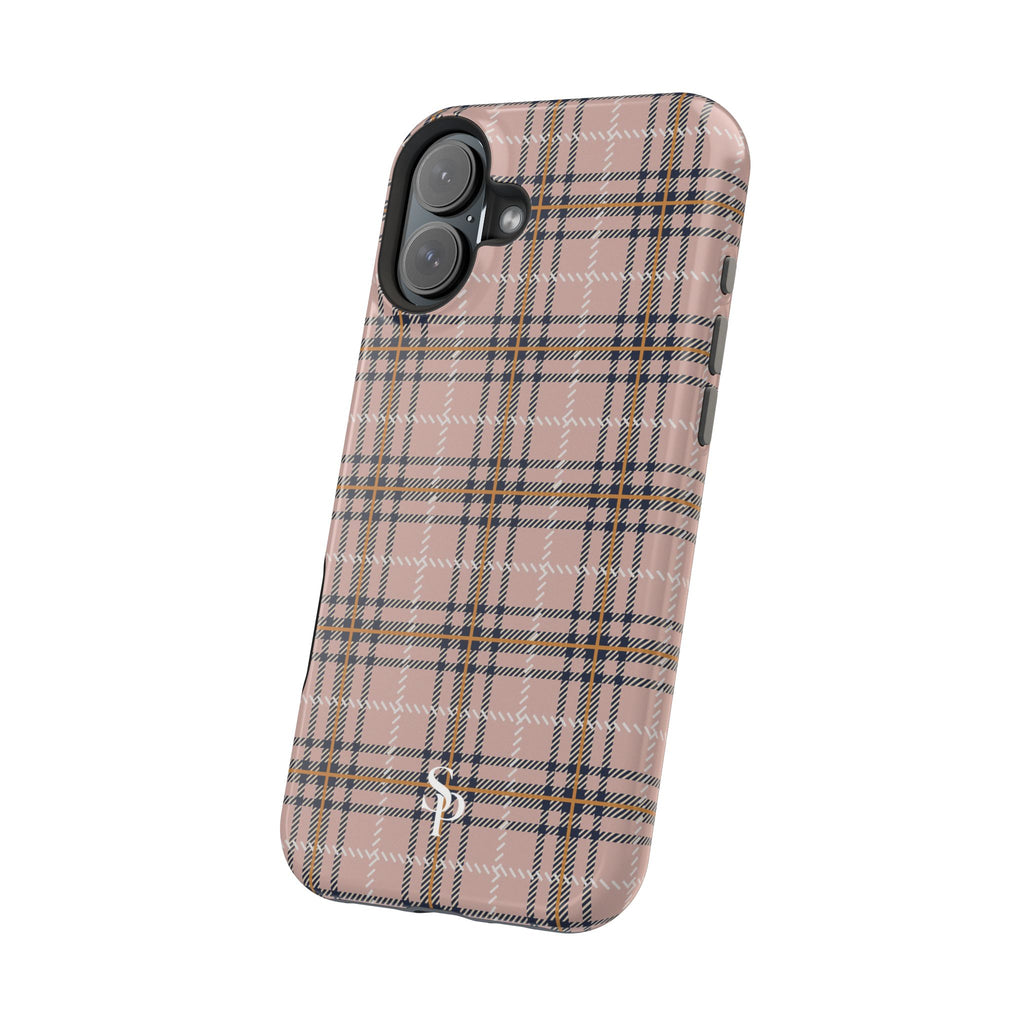 Pink Plaid Magnetic Impact-Resistant Phone Case