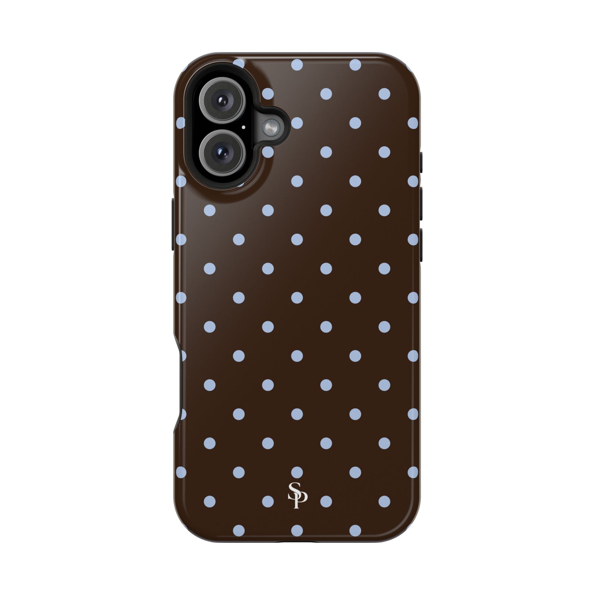 Brown & Light Blue Polka Dot Magnetic Phone Case
