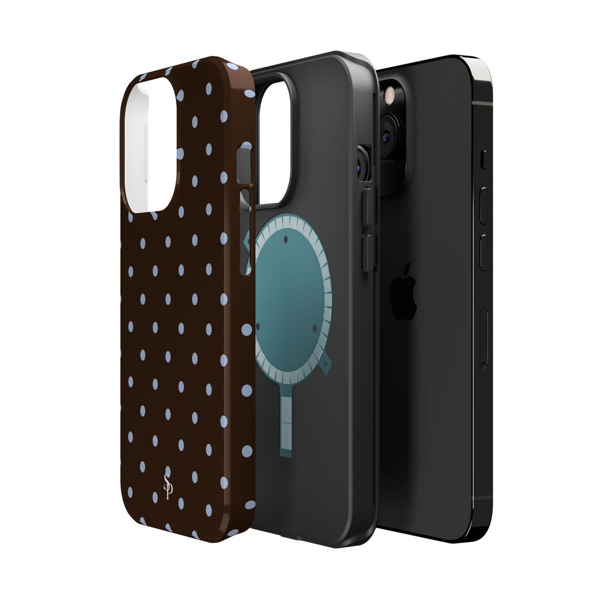 Brown & Light Blue Polka Dot Magnetic Phone Case