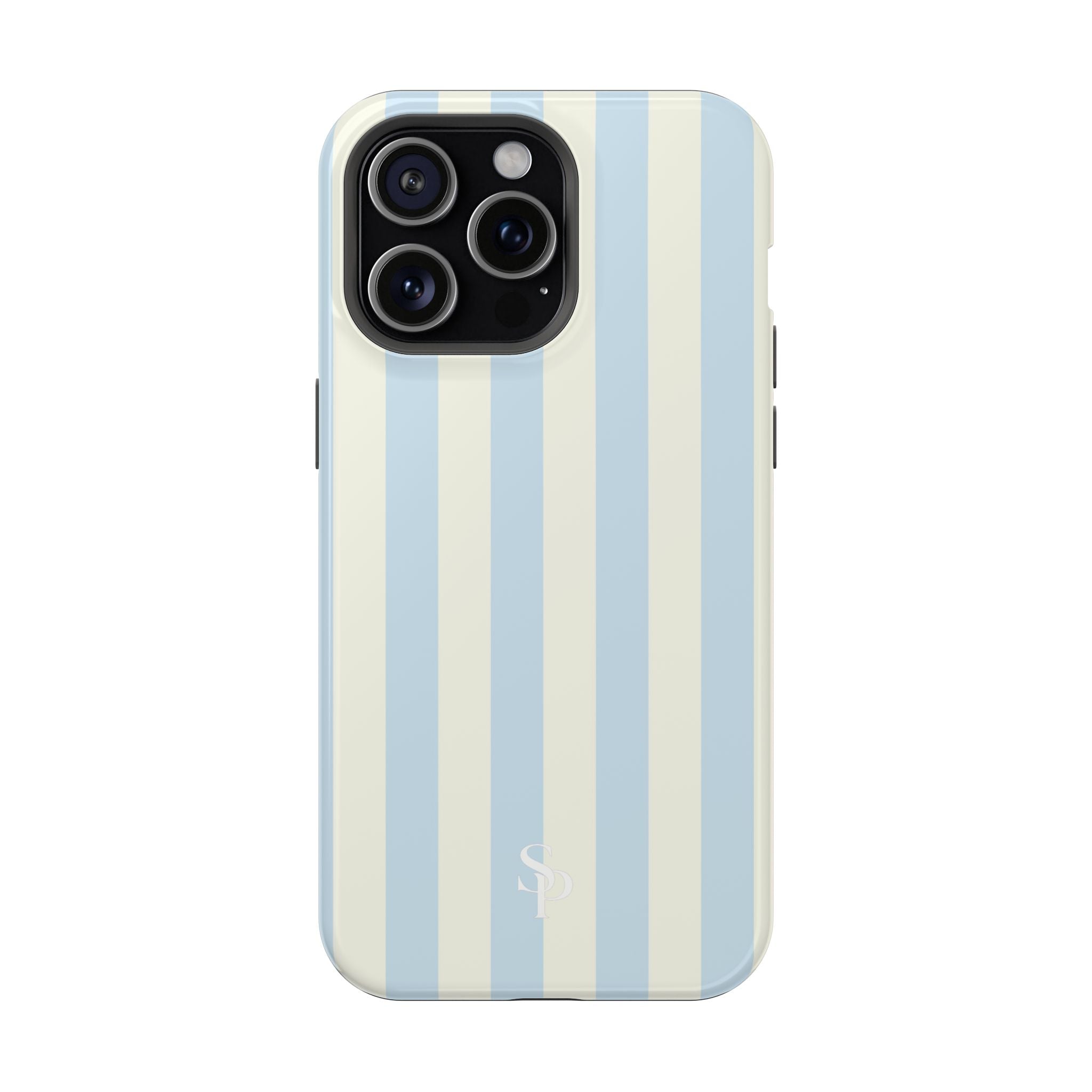 Pastel Blue & Cream Stripe Magnetic Impact-Resistant Phone Case