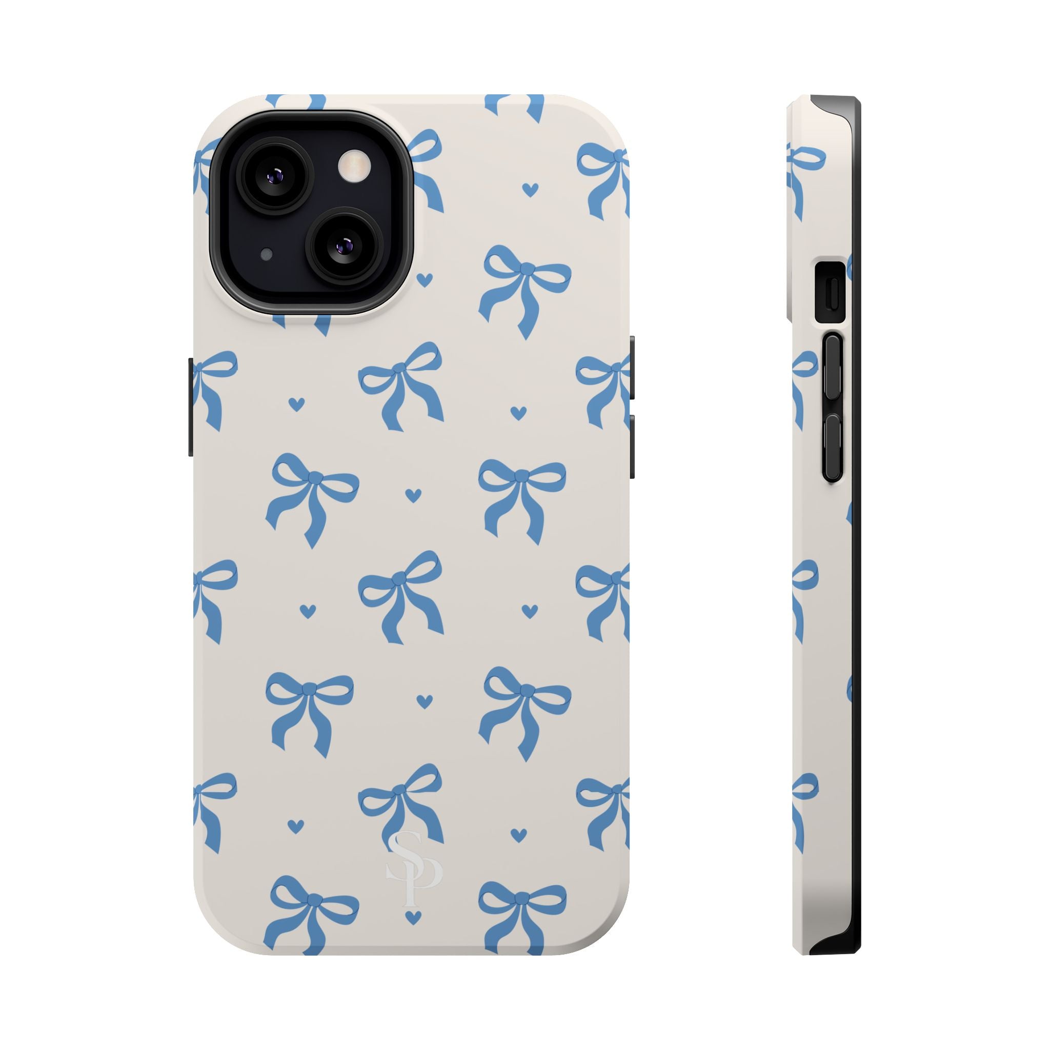 Blue Bow with Small Blue Hearts Magnetic Tough Case