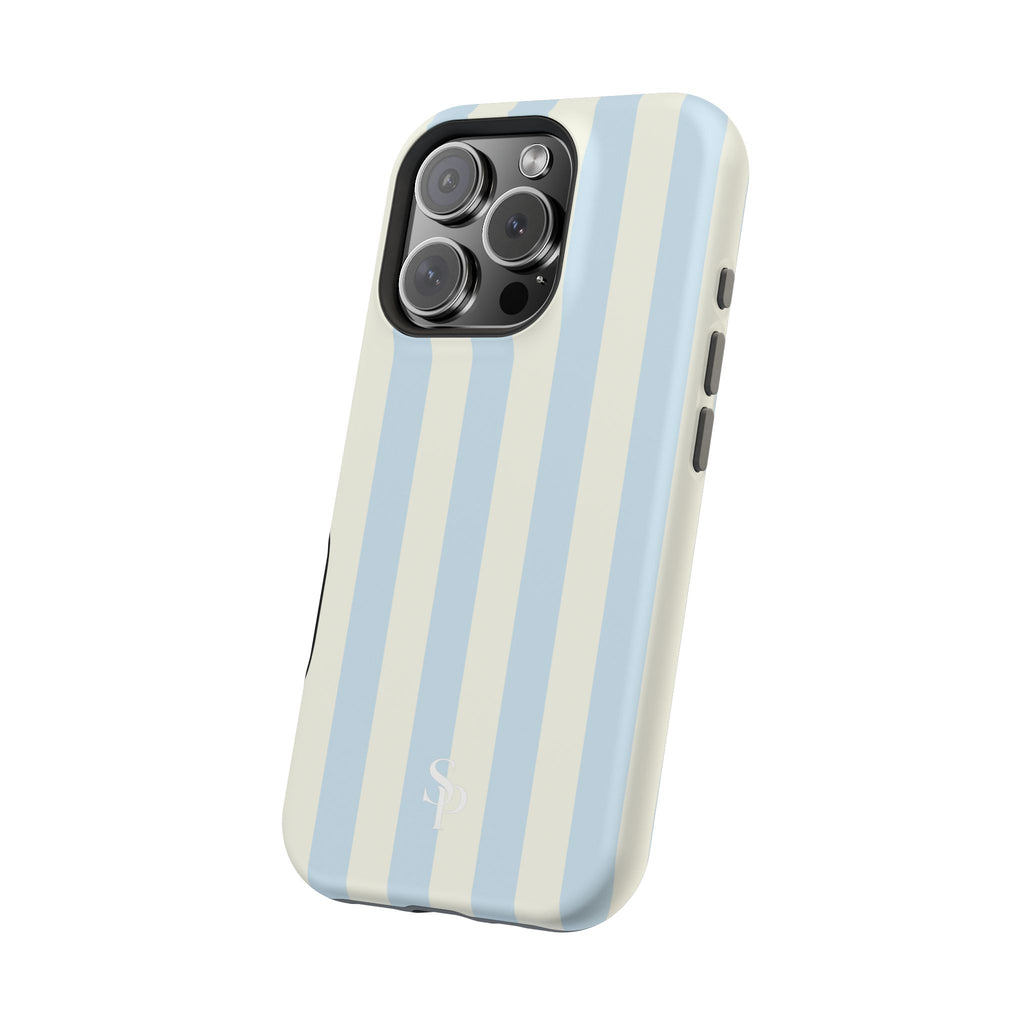 Pastel Blue & Cream Stripe Magnetic Impact-Resistant Phone Case