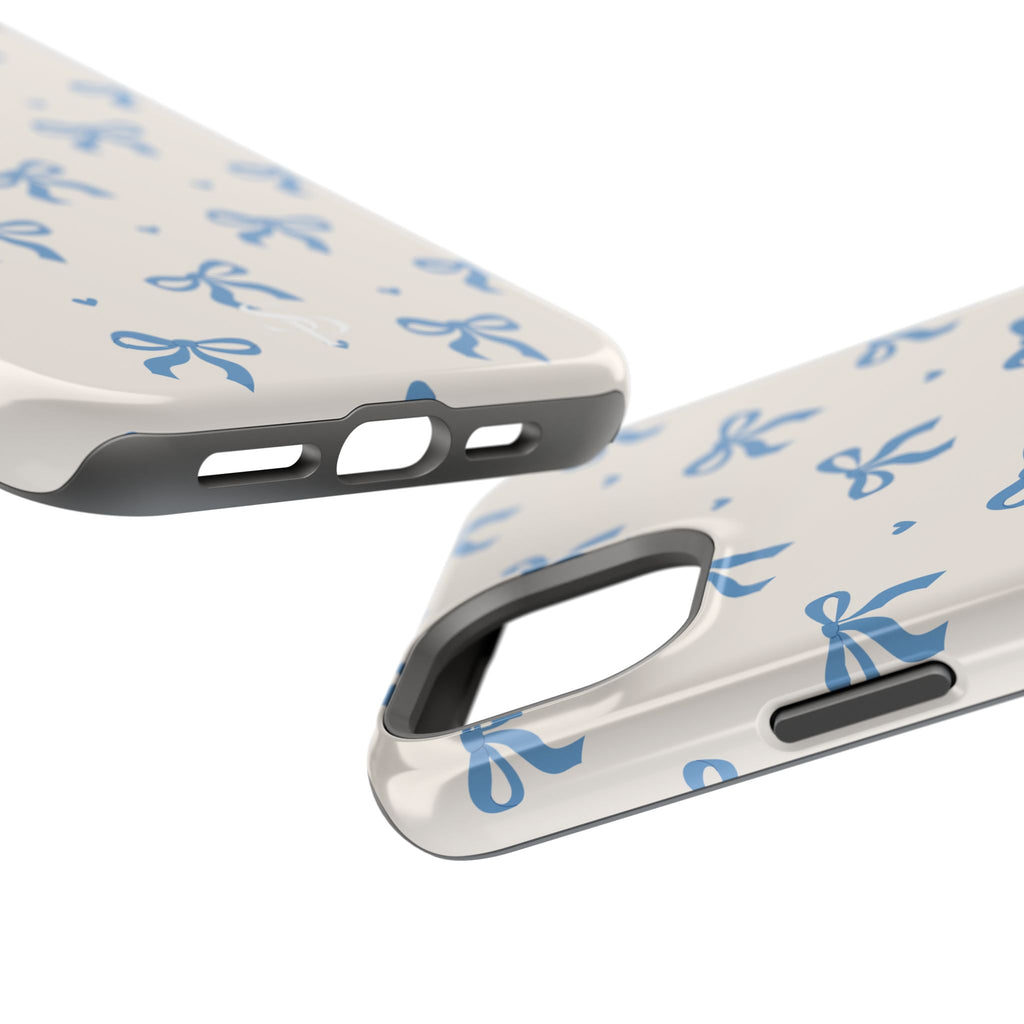 Blue Bow with Small Blue Hearts Magnetic Tough Case