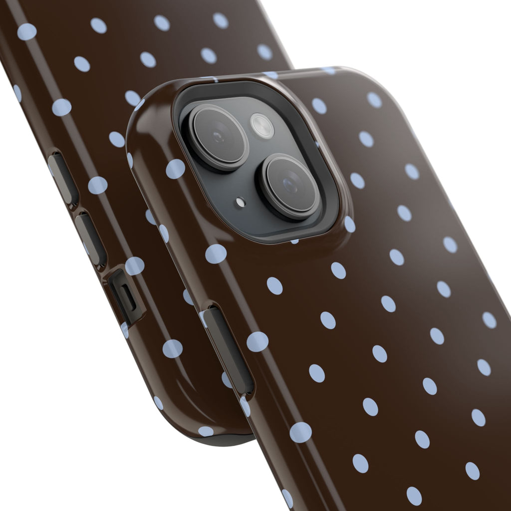Brown & Light Blue Polka Dot Magnetic Phone Case