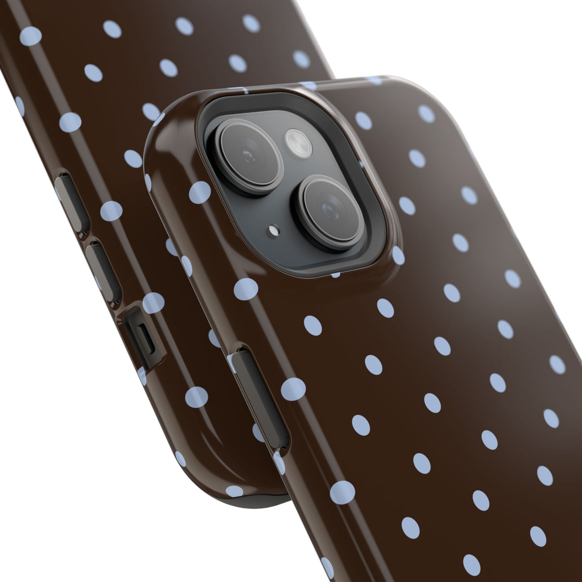 Brown & Light Blue Polka Dot Magnetic Phone Case