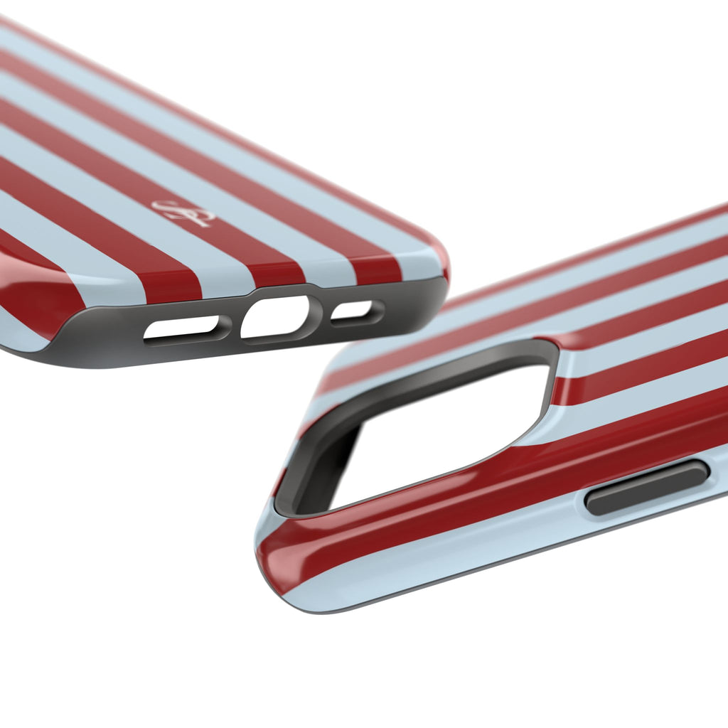 Red & Light Blue Vertical Stripe Magnetic Impact-Resistant Phone Case