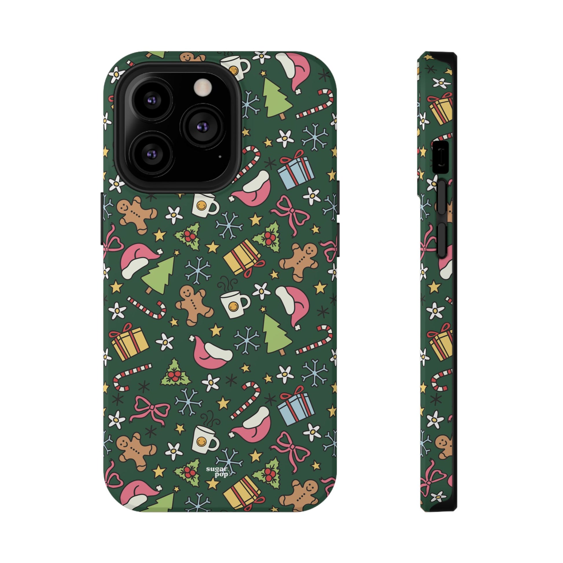 Green Festive Holiday Phone Case - Impact-Resistant Design for Christmas Cheer