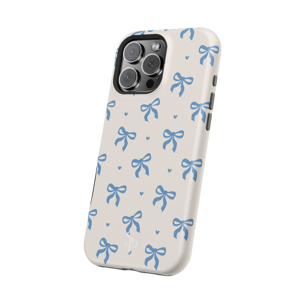 Blue Bow with Small Blue Hearts Magnetic Tough Case