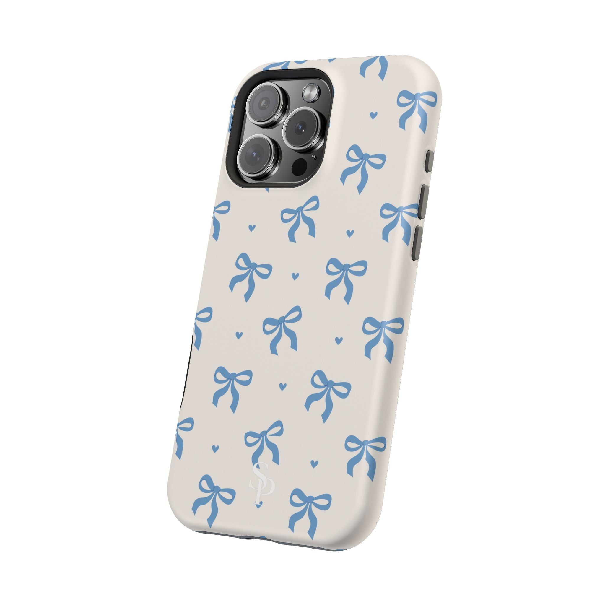 Blue Bow with Small Blue Hearts Magnetic Tough Case