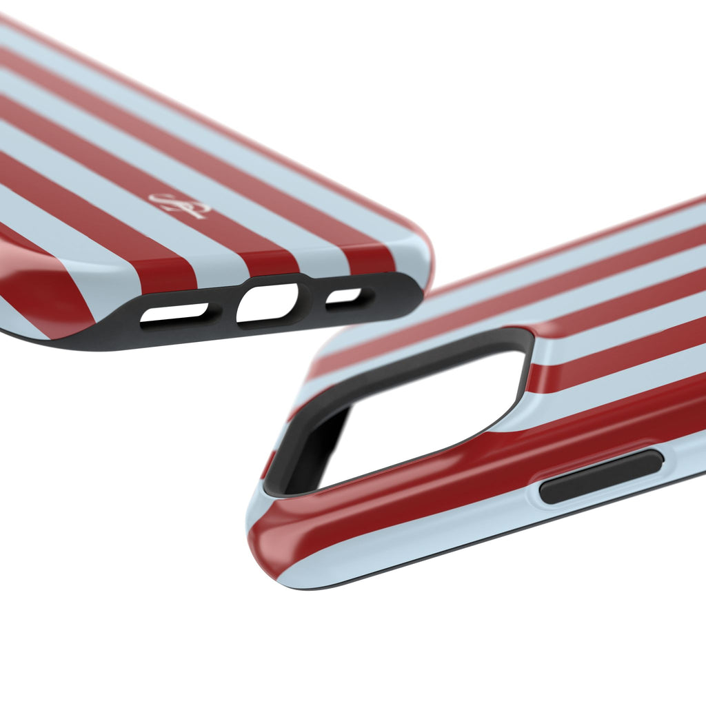 Red & Light Blue Vertical Stripe Magnetic Impact-Resistant Phone Case