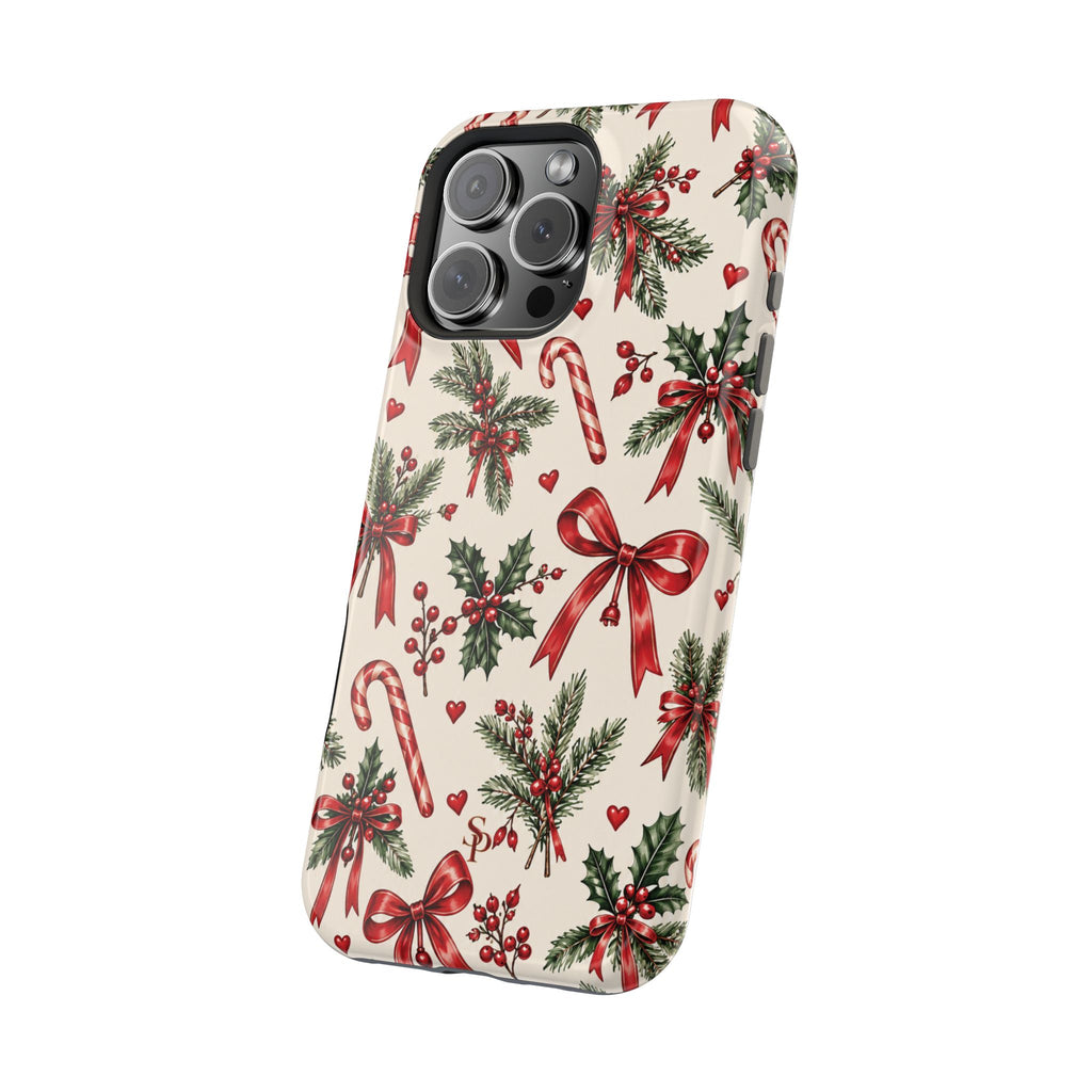 Christmas Candy Cane & Bow Magnetic Phone Case
