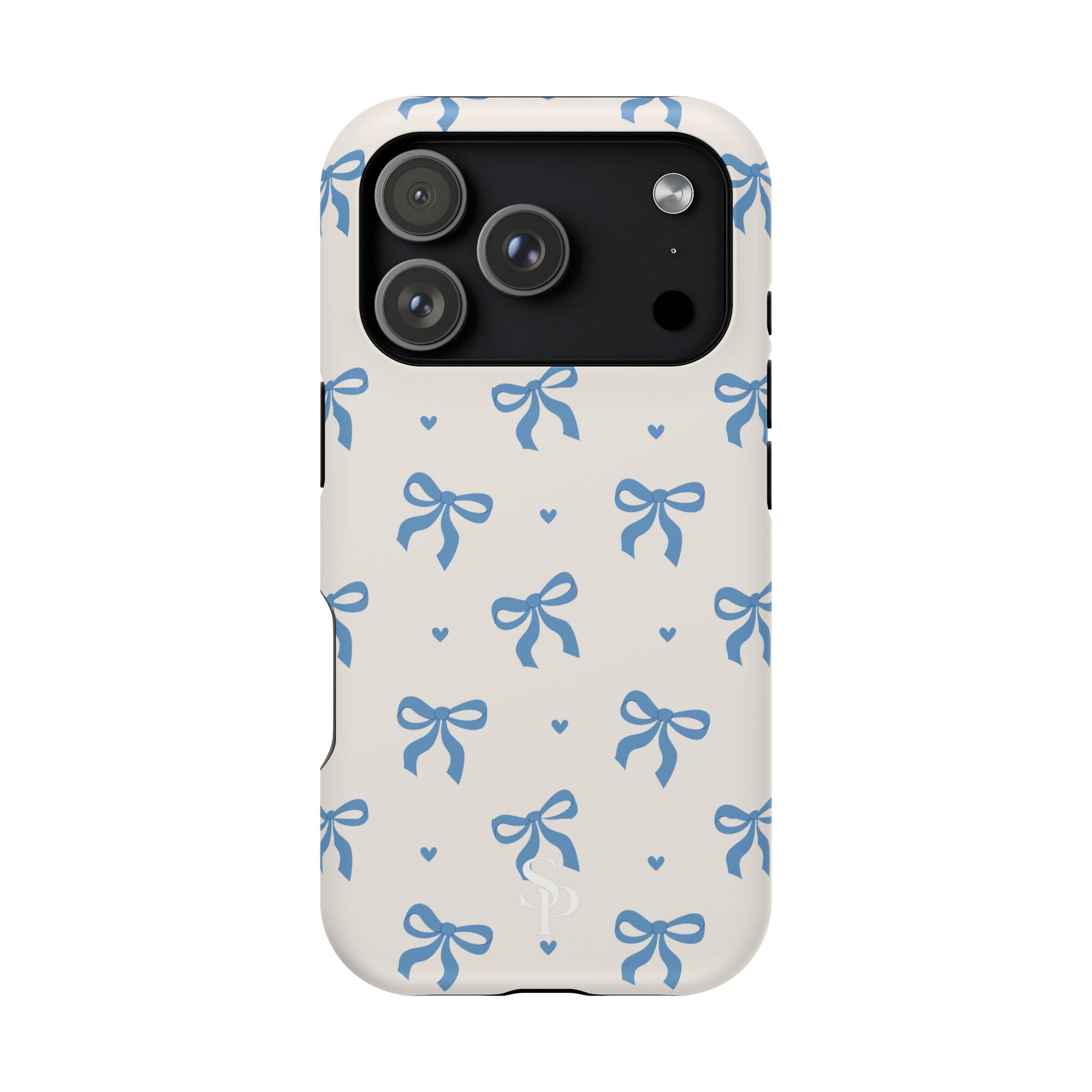 Blue Bow with Small Blue Hearts Magnetic Tough Case