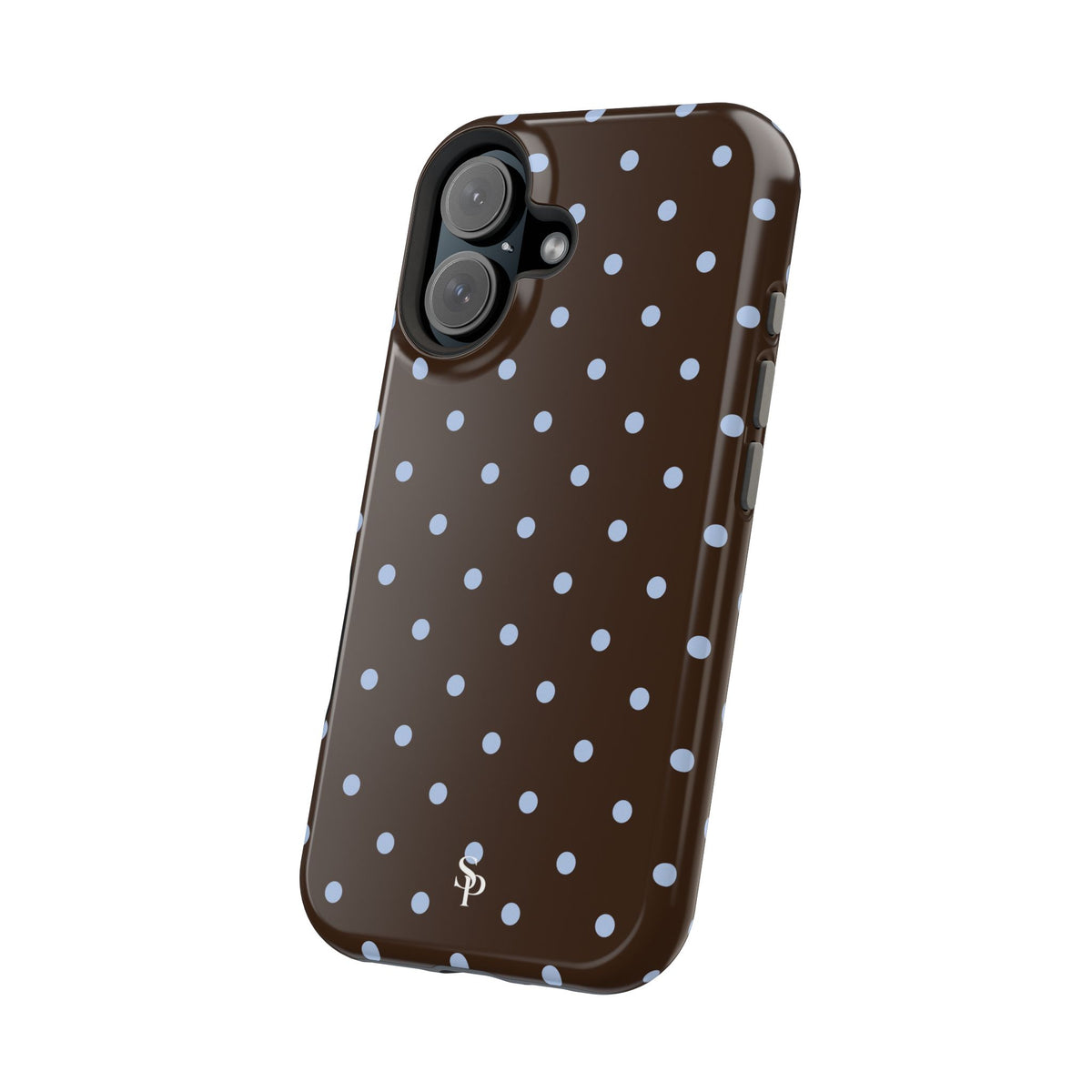 Brown & Light Blue Polka Dot Magnetic Phone Case