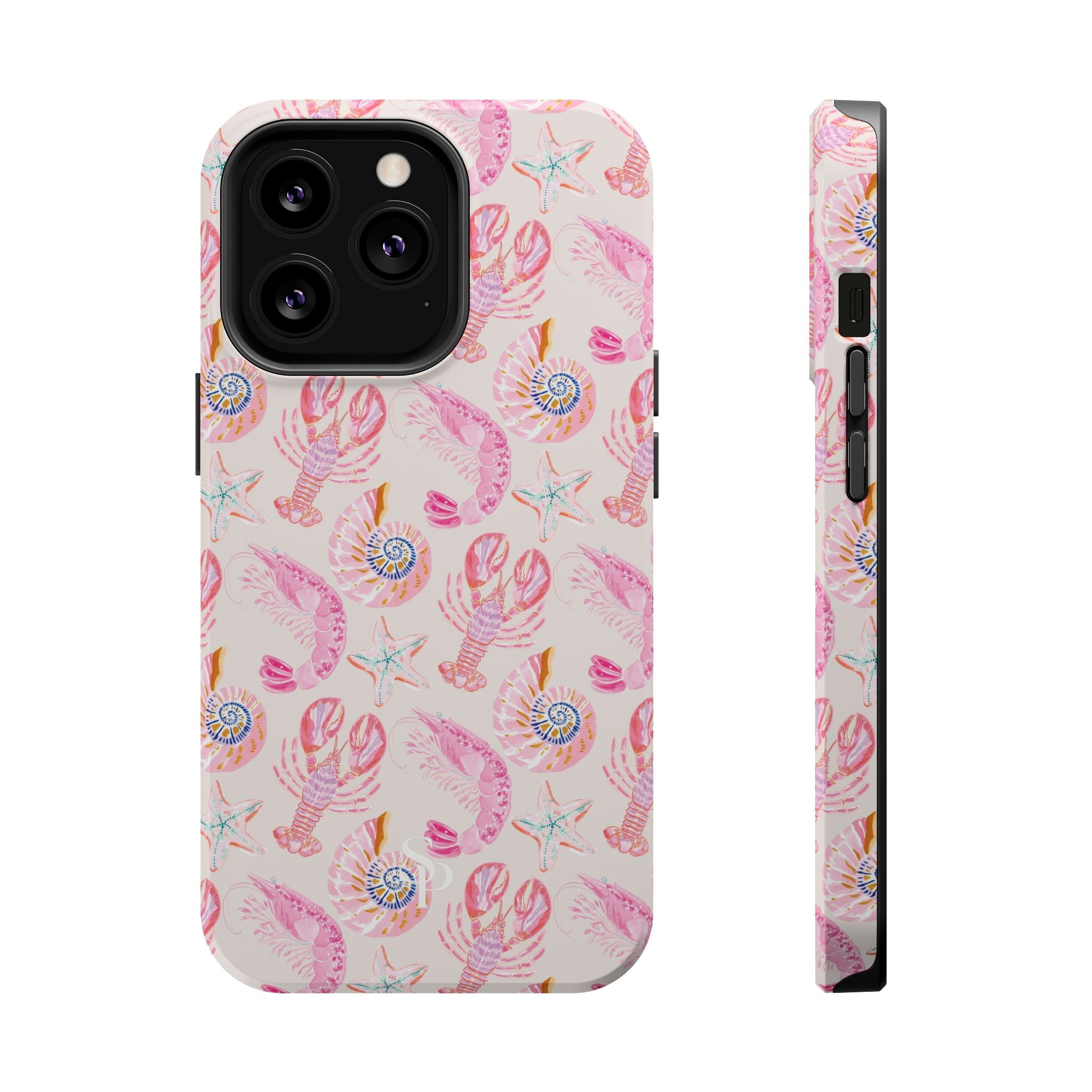 Pink Coastal Shell & Lobster Magnetic Impact-Resistant Phone Case