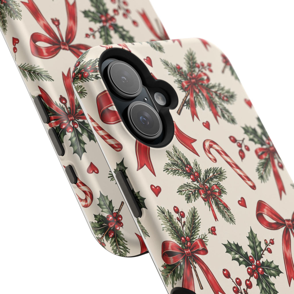 Christmas Candy Cane & Bow Magnetic Phone Case