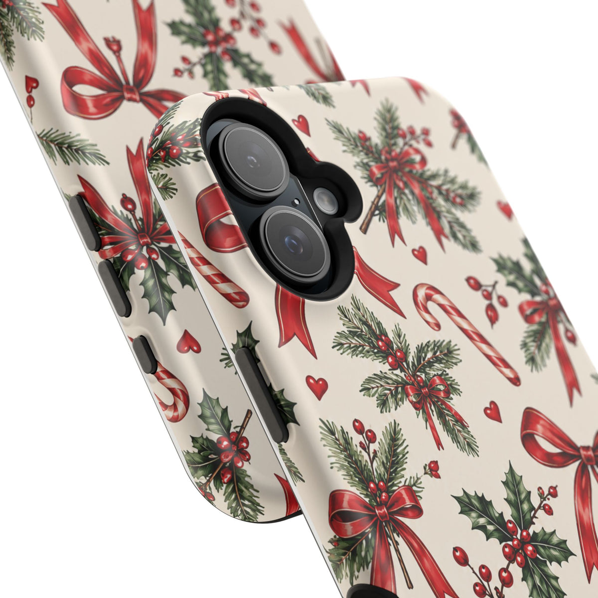 Christmas Candy Cane & Bow Magnetic Phone Case