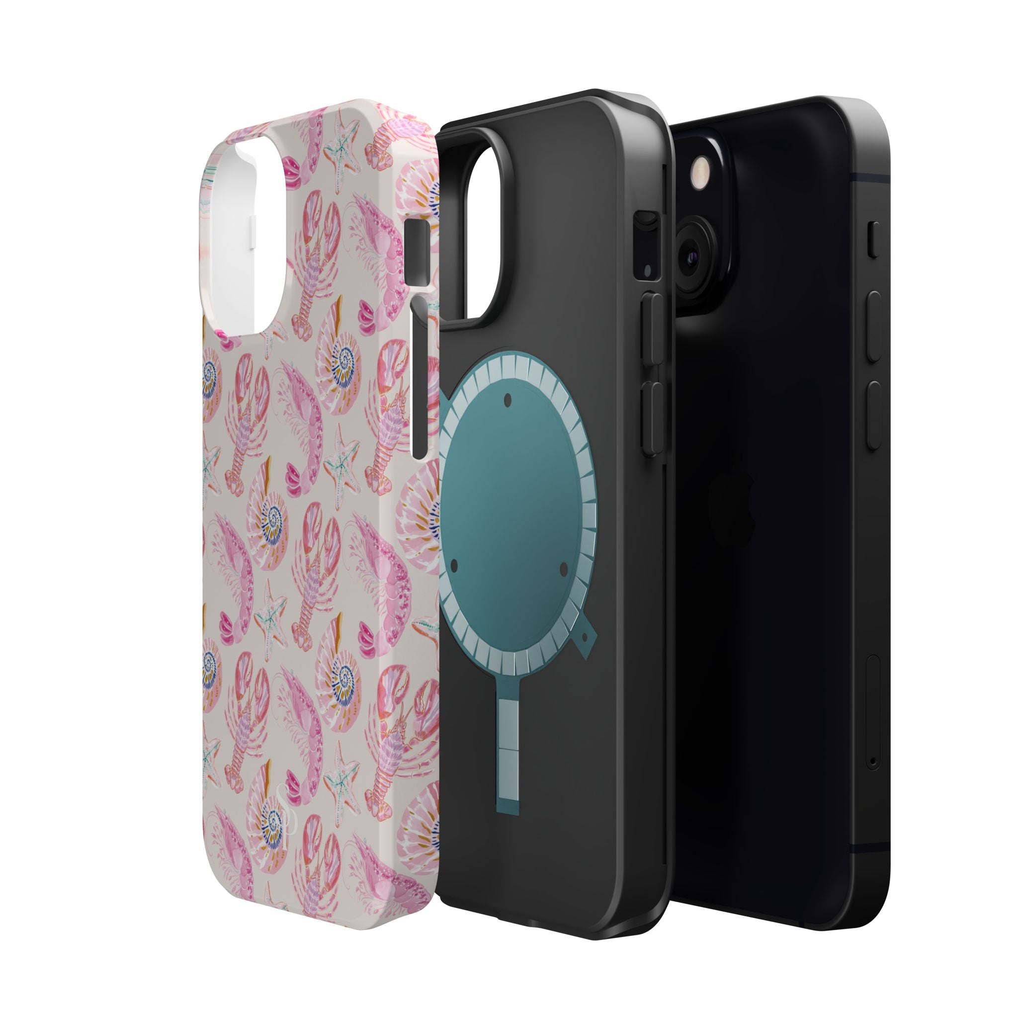Pink Coastal Shell & Lobster Magnetic Impact-Resistant Phone Case
