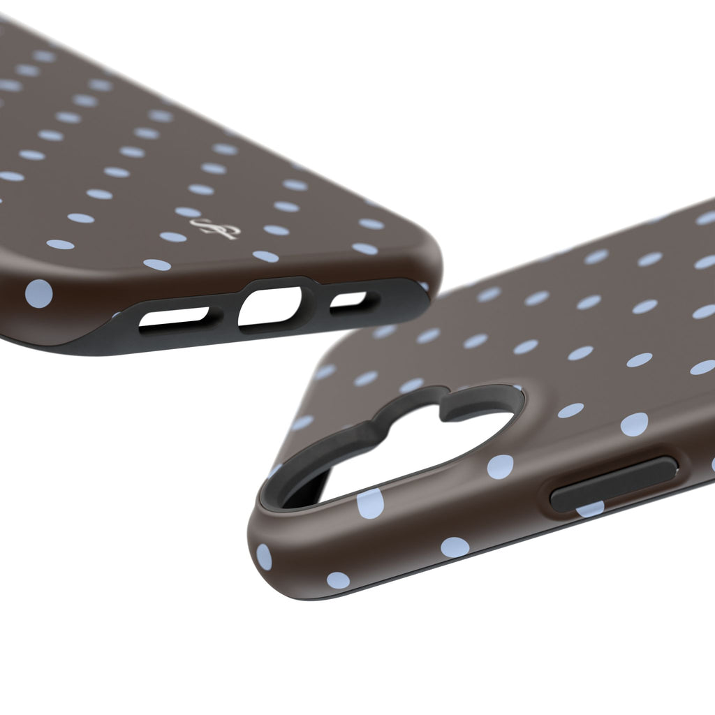Brown & Light Blue Polka Dot Magnetic Phone Case